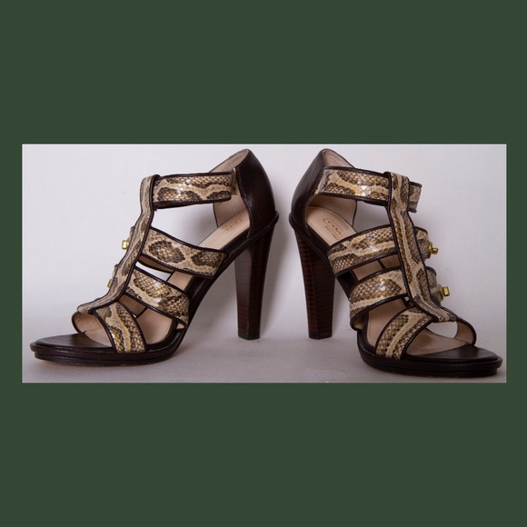Coach Shoes - COACH Lovely Python 4" Heeled Sandals w/Twist Locks